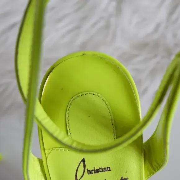 Christian Louboutin Spikaqueen 100 Crystal Neon Yellow Green Clear Pumps Size 37 - Picture 10 of 16